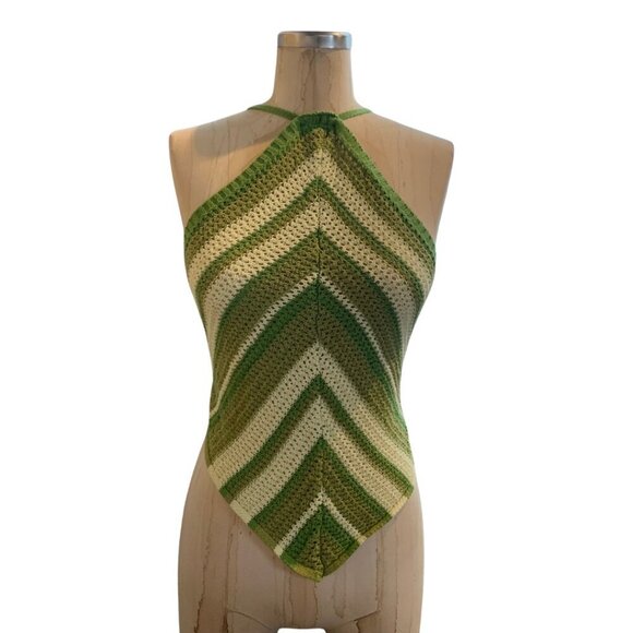 Free People Beach June Striped Fauxchet Sweater Halter Top Womens Size Large - Picture 2 of 9